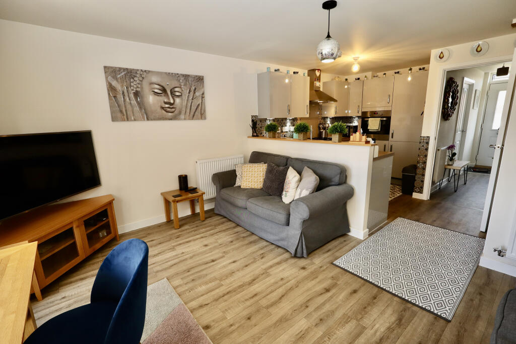 Living room into kitchen