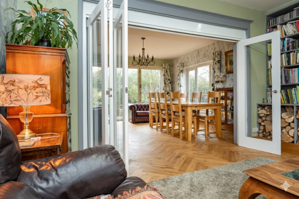 The charming Lounge opens into the sociable Dining