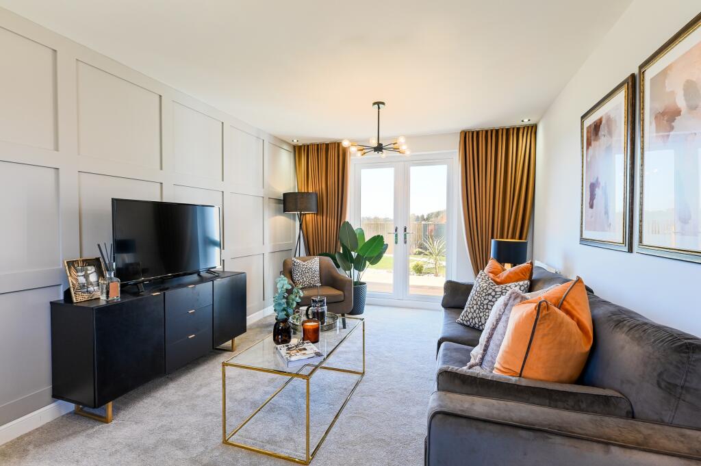 Barratt Alderney Show Home Lounge copper at Wigmore Park, New Waltham