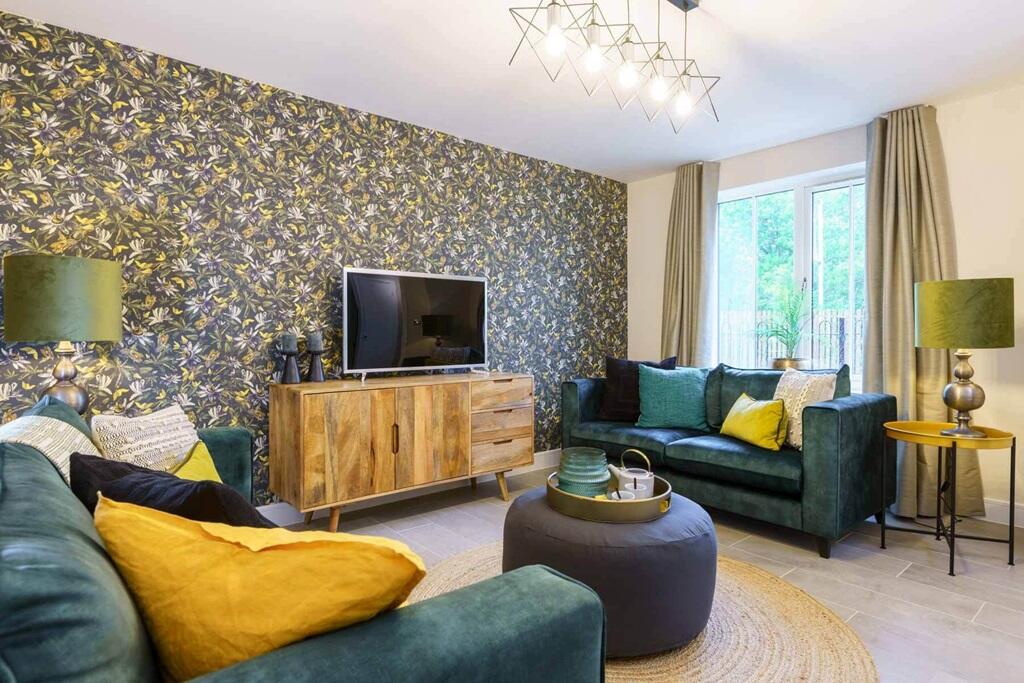 The room is designed to let in plenty of natural light