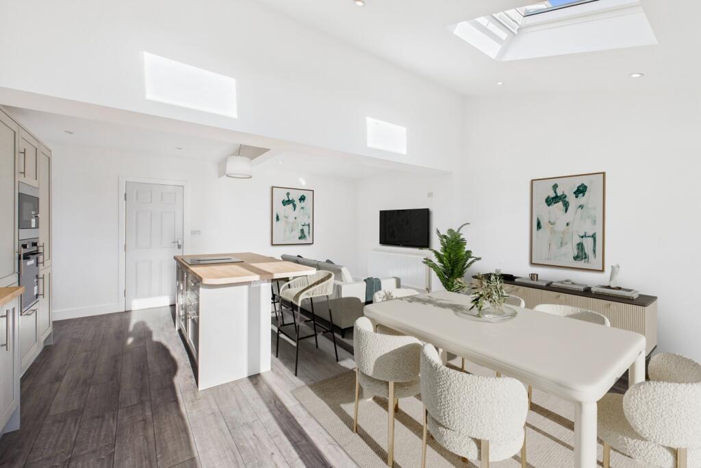 Virtually staged kitchen living space