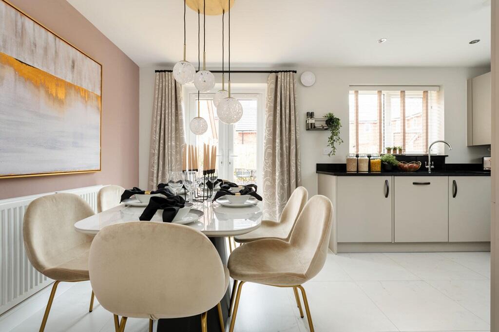 French doors lead out to the garden from the dining area