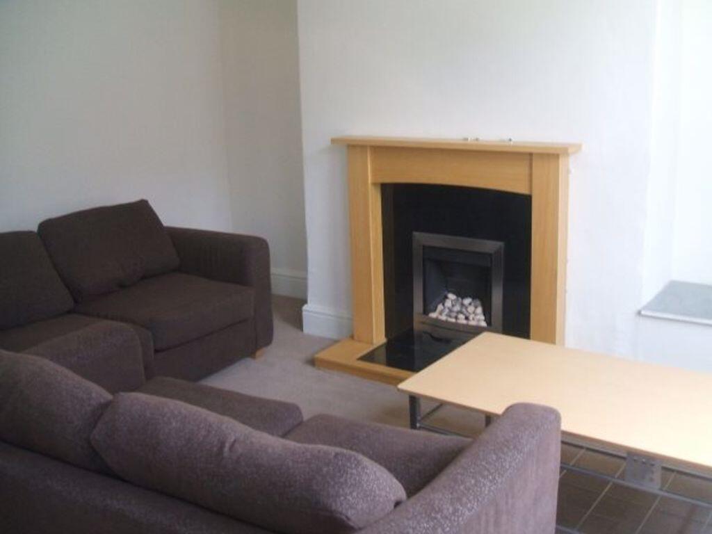 Bright, tidy living room with matching sofas, a...