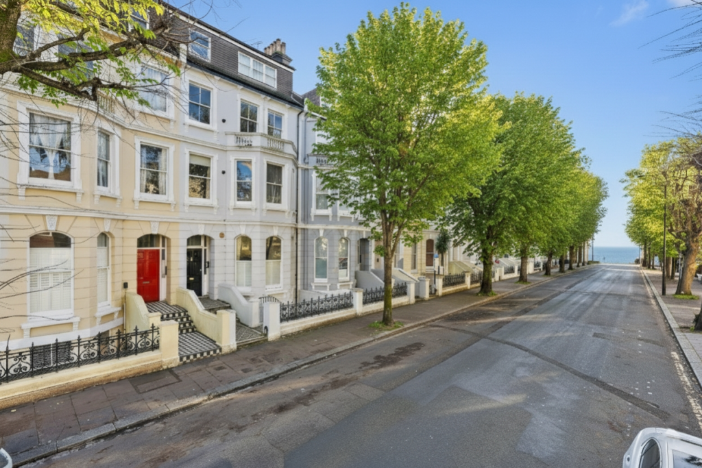 Front and down the road