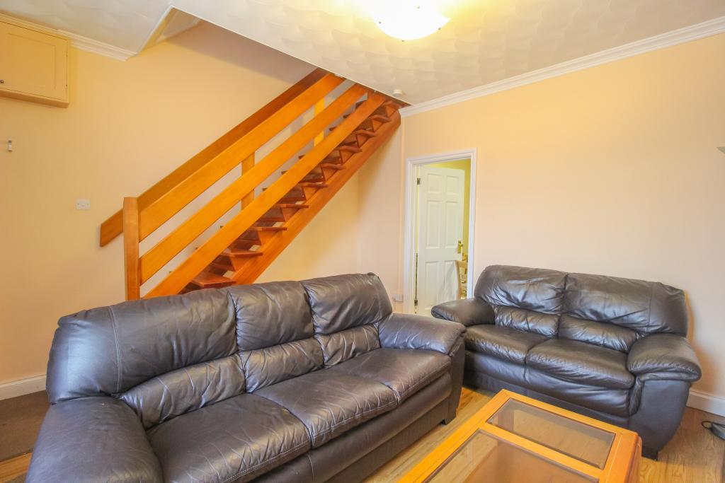 Living room with sta