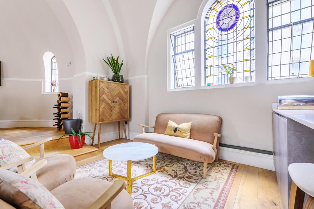 Sitting Room with stained glass