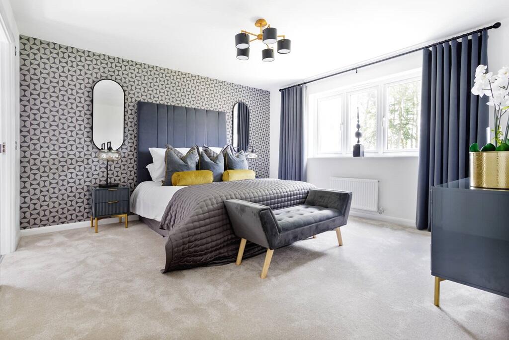 Stylish main bedroom with wardrobe space