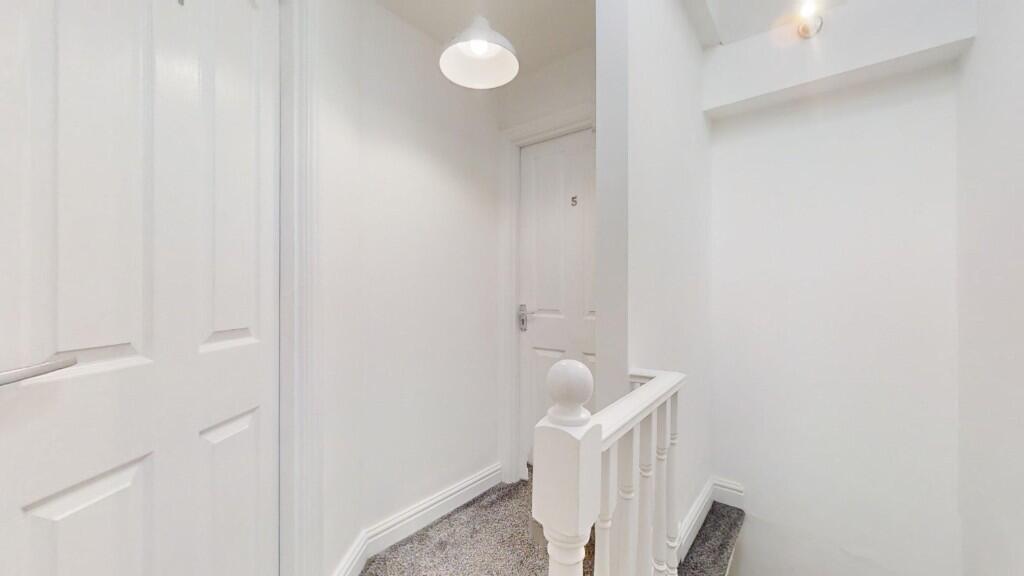 Bright and clean hallway with fresh white walls...