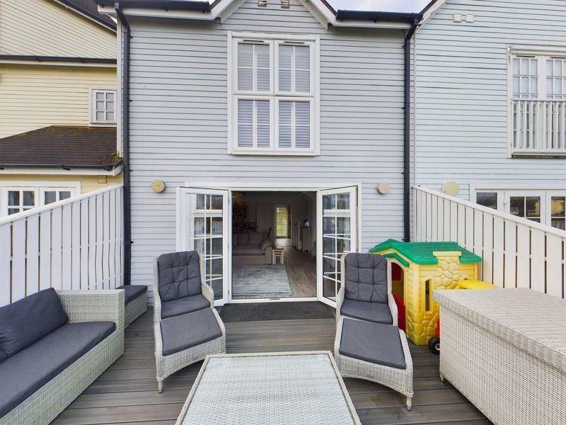Lakeside deck at rear of lodge
