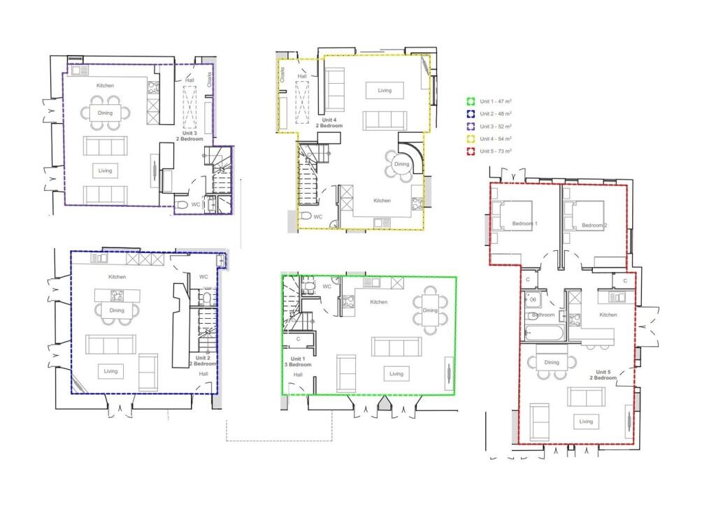 Create 5 dwellings (ground)