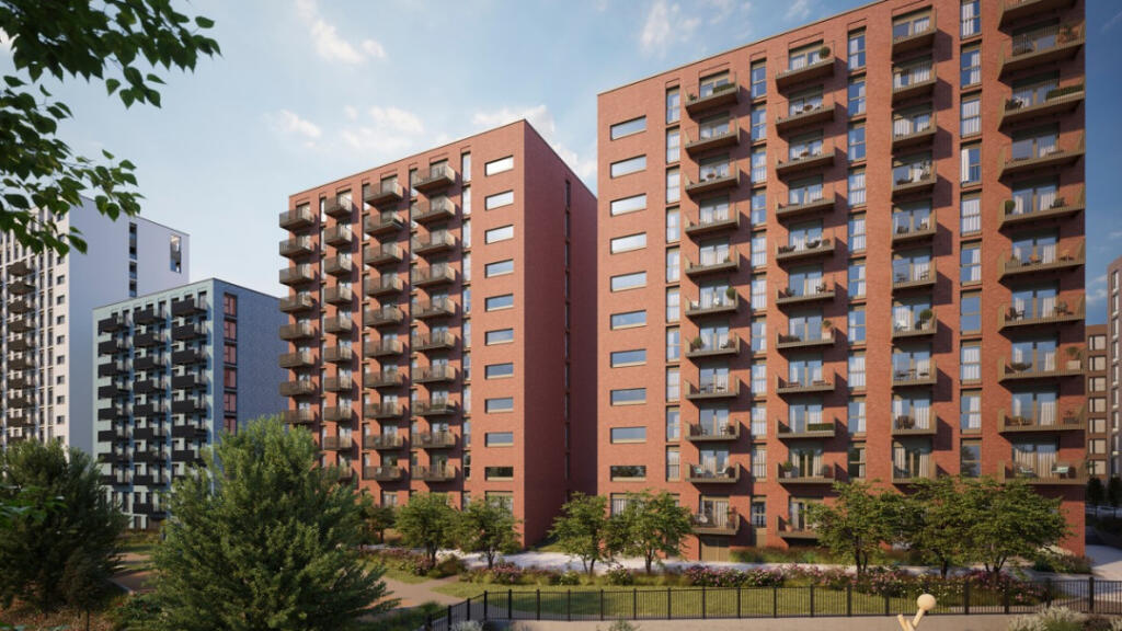 Computer generated exterior of East River Wharf apartments