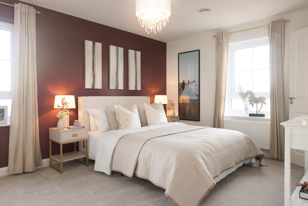 internal shot of the main bedroom in the allerthorpe show home