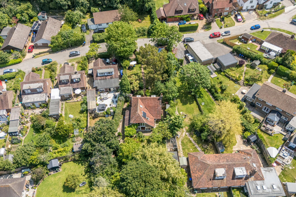 Aerial view of house and plot