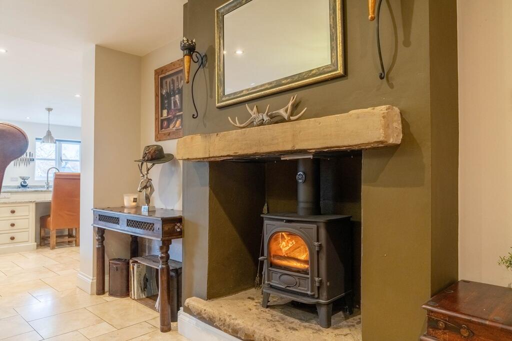 Cosy log burner in the dining area