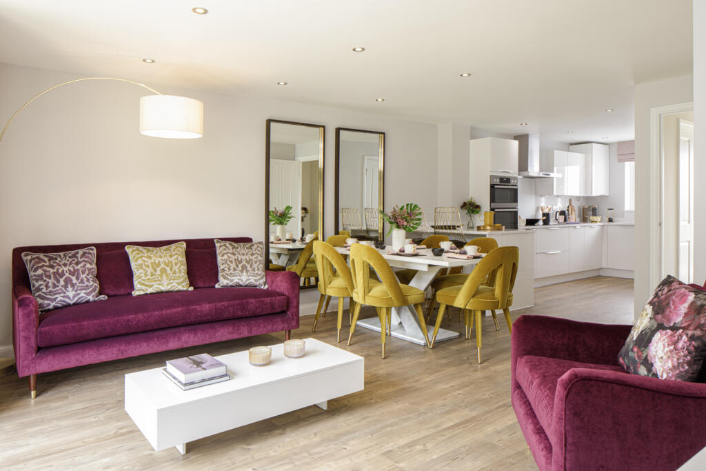 Open plan kitchen with family area in the 4 bedroom Grange