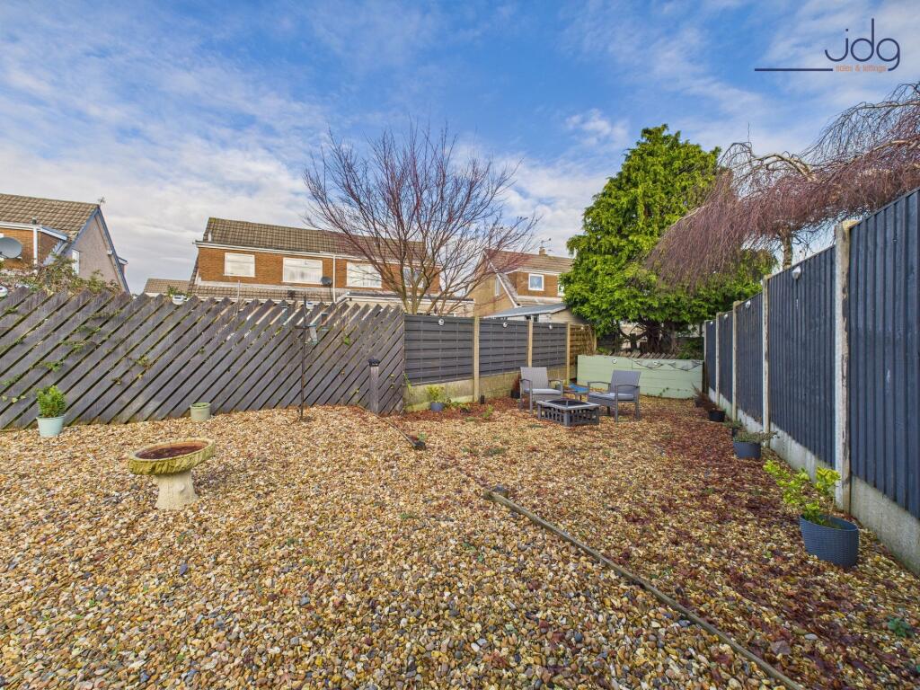 Spacious North rear garden with patio, easy-care lawn &amp; covered gazebo entertaining area