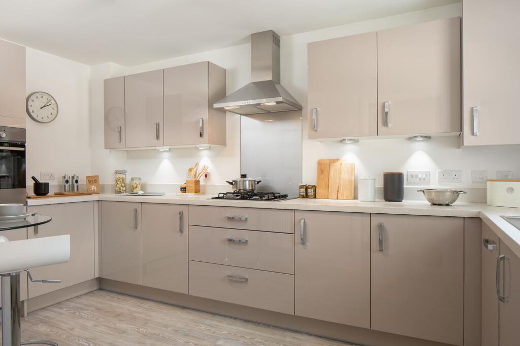 Kitchen in the Woodcote Show Home at Park Farm, Thornbury