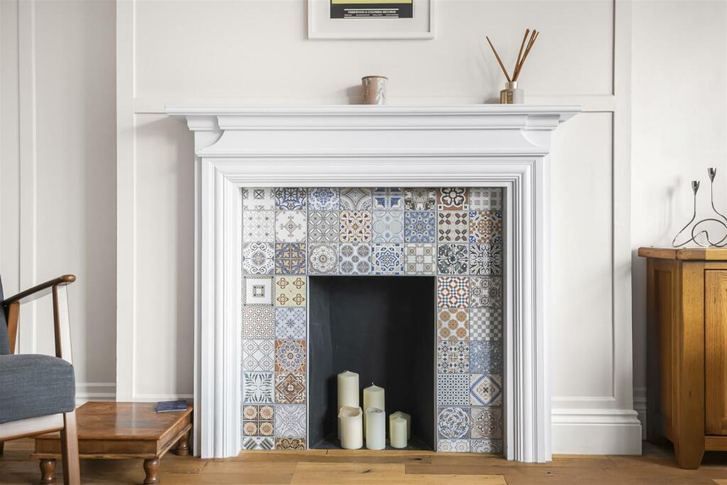 TILED FIREPLACE: