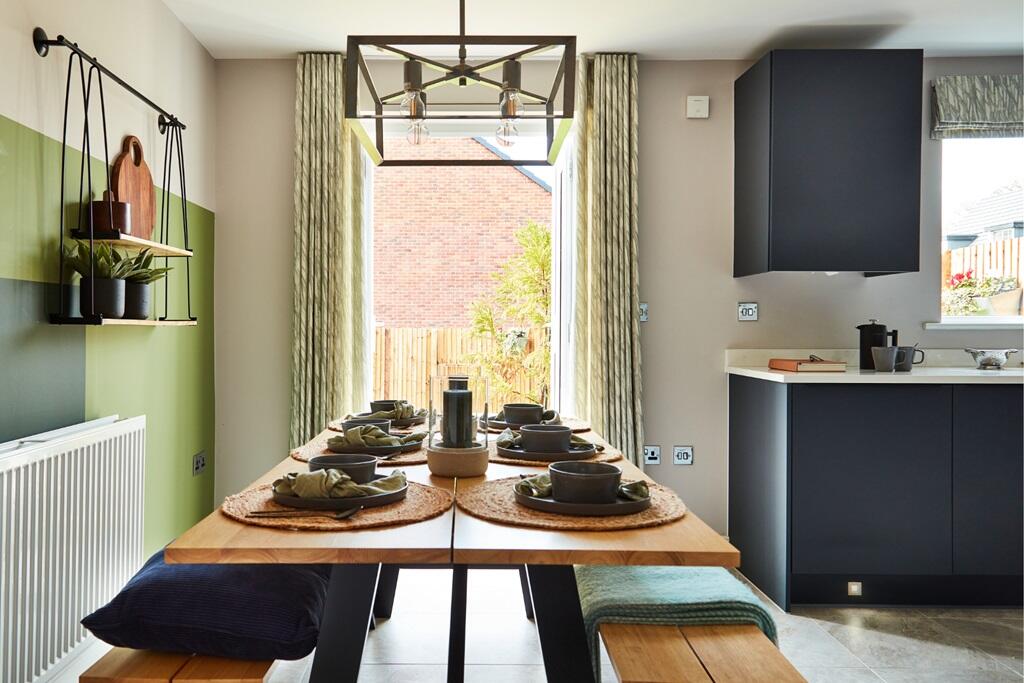 French doors keep the kitchen/diner light and airy