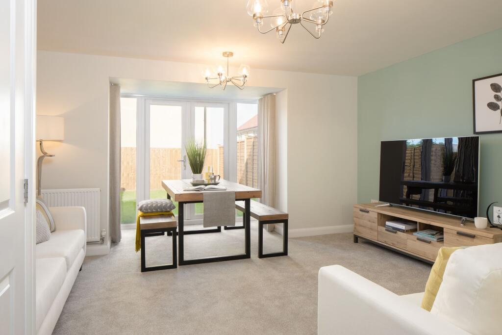 Lounge/diner in the Woodcote Show Home at Park Farm, Thornbury