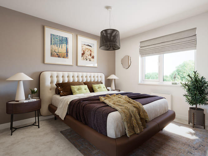 This spacious bedroom has space for a King-sized bed