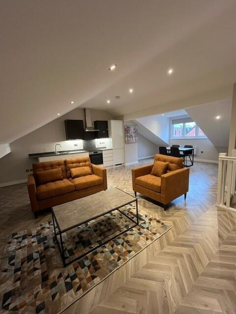 Bright and spacious living room with contempora...