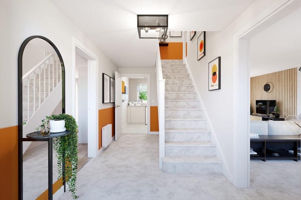 The central hallway splits the ground floor accommodation