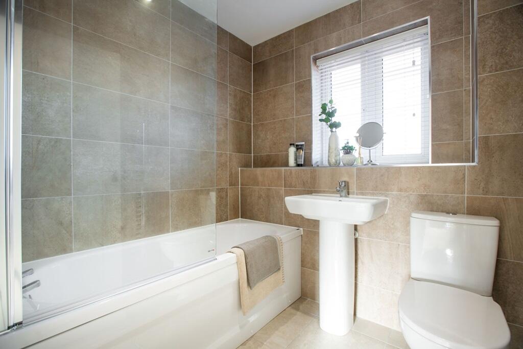 A stylish bathroom that is easy to clean