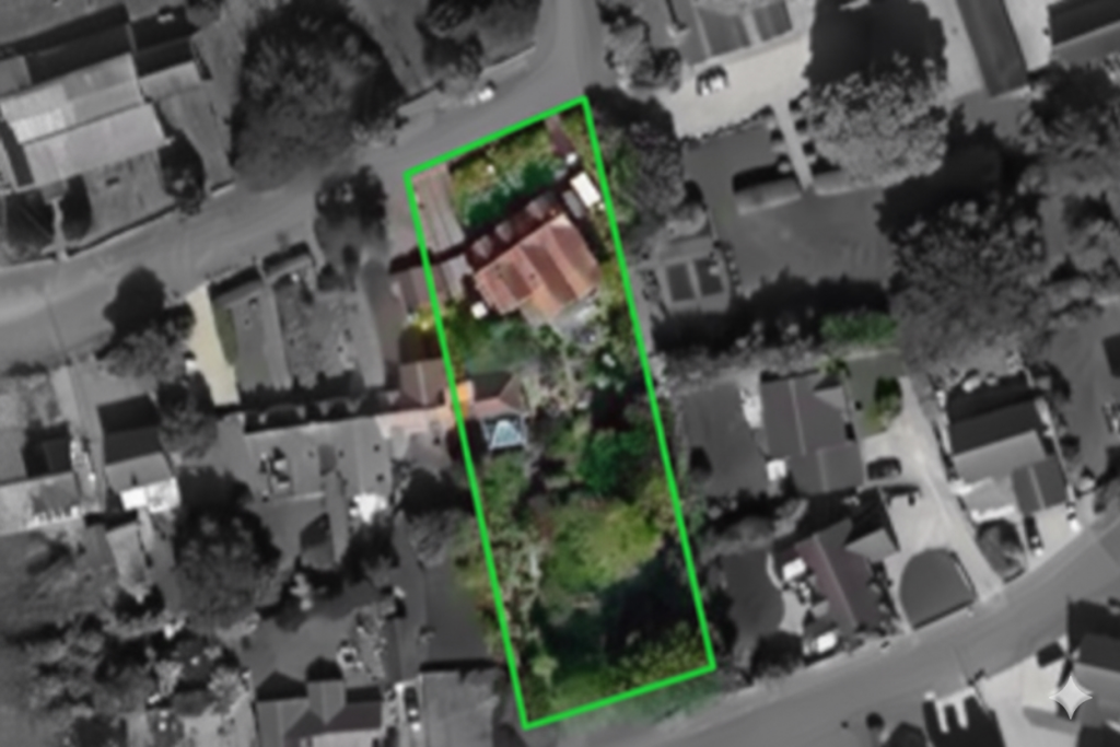 This aerial image shows the substantial plot that 
