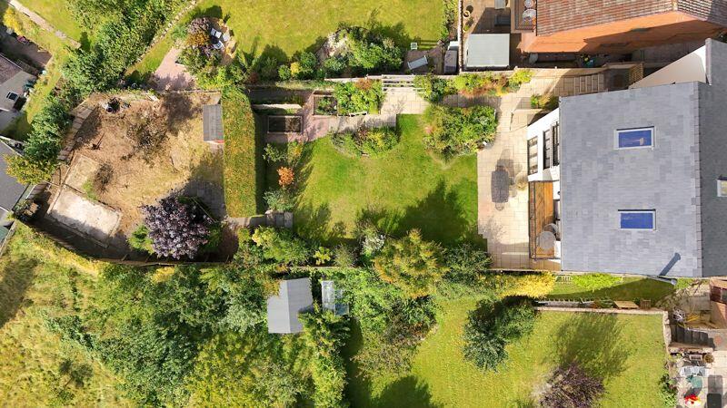 Aerial view of house and garden