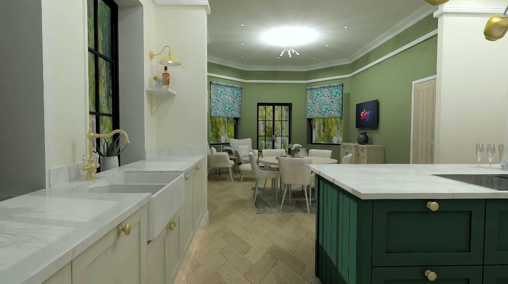 Kitchen leading through to dining area