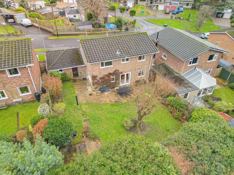 Aerial view of house and garden