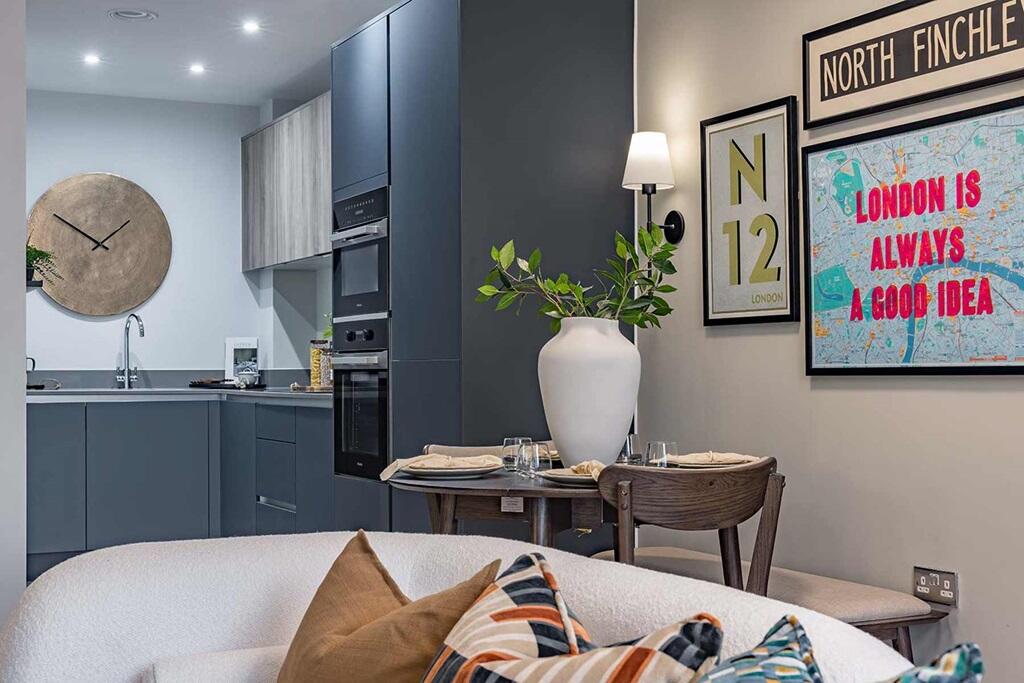 Open plan kitchen dining and living area