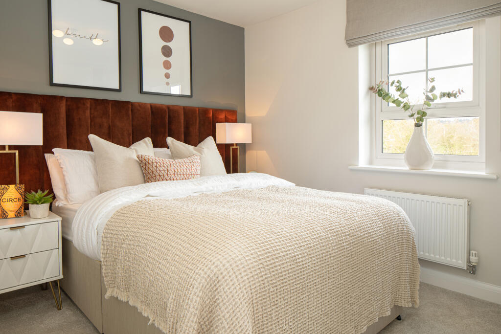 Inside view of bedroom 2 with double bed. Moresby. 3 bed home.