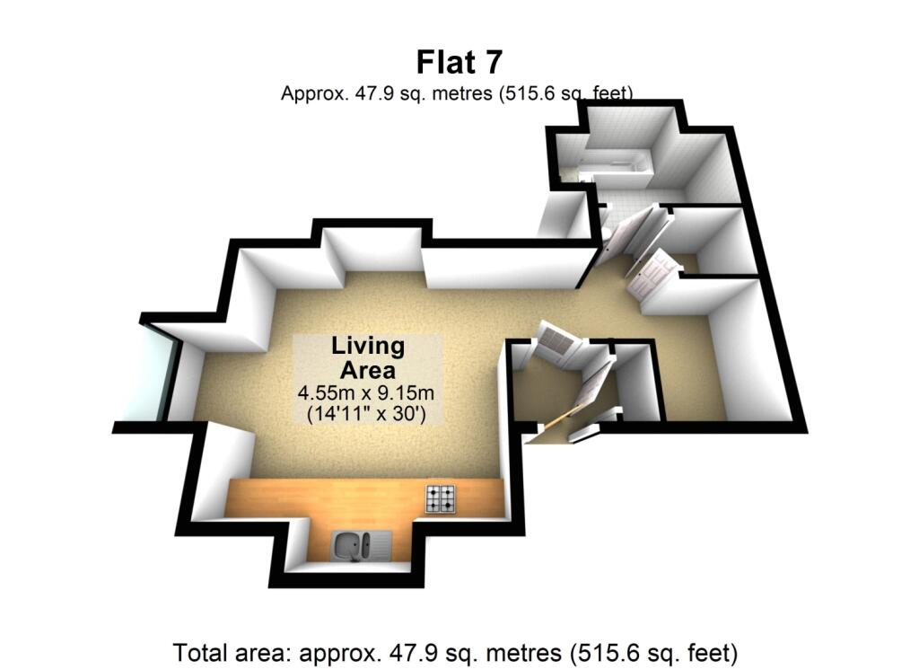 FLAT 7 1 NORTH STREET FLOOR PLAN 3D