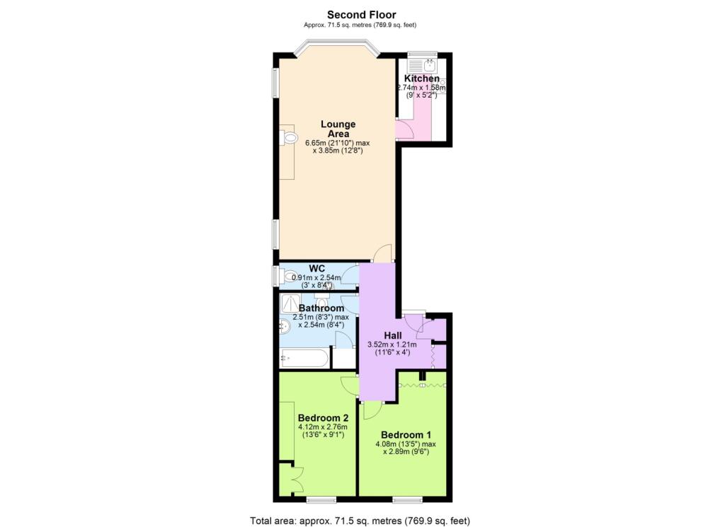 Flat 2, 1 The Lawn, Dawlish - FLOORPLAN