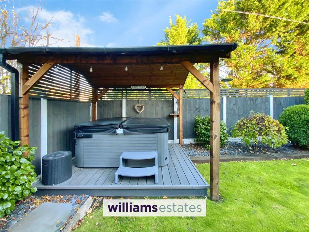 decked patio with gazebo