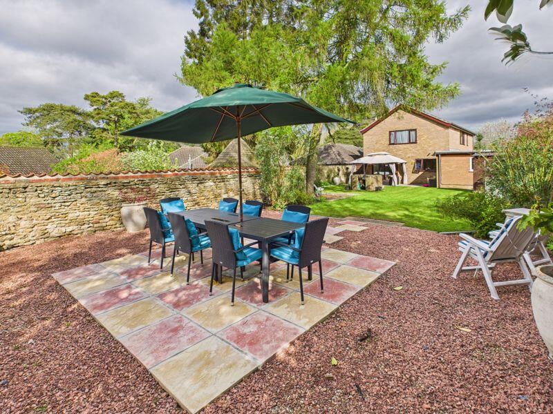 Rear paved seating area