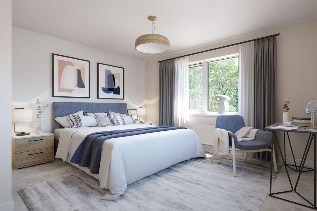 Natural light beams through to the bedroom