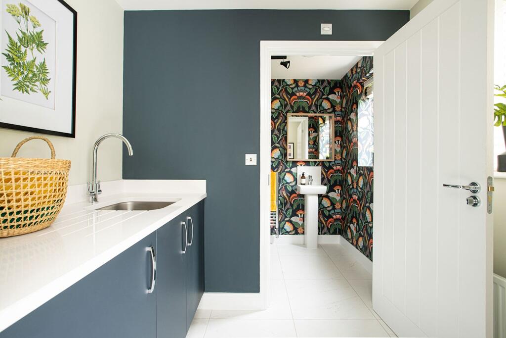 A convenient utility keeps the laundry out of sight