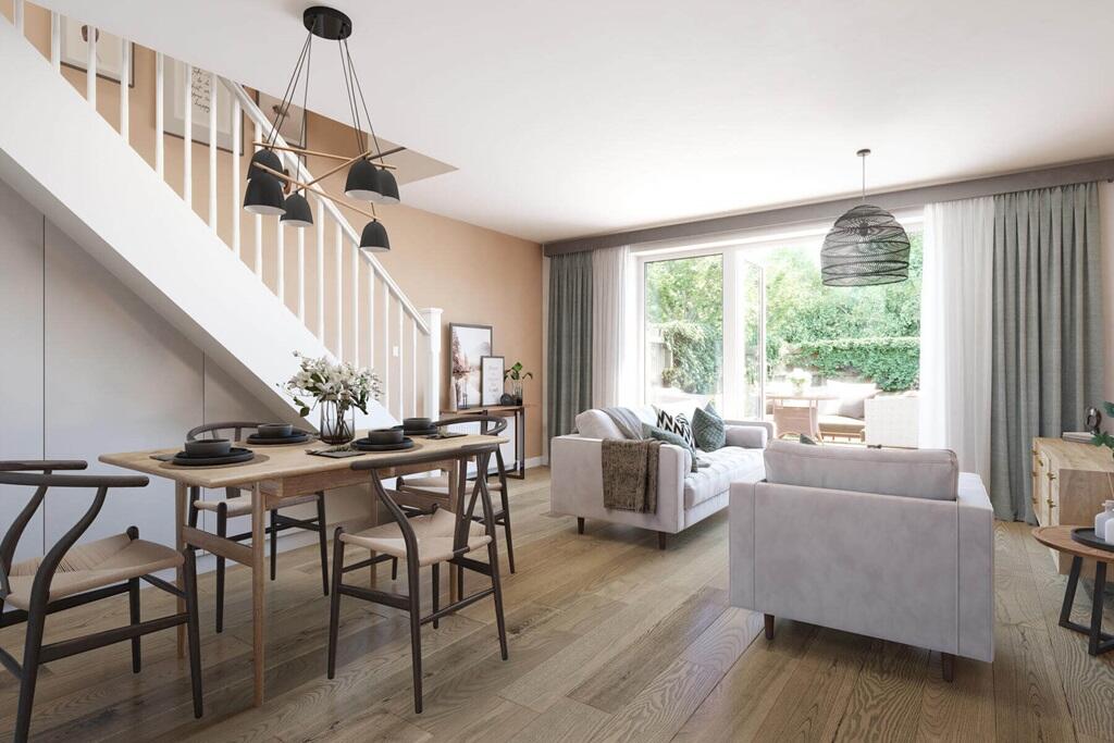 Double doors open from the open plan ground floor to the garden