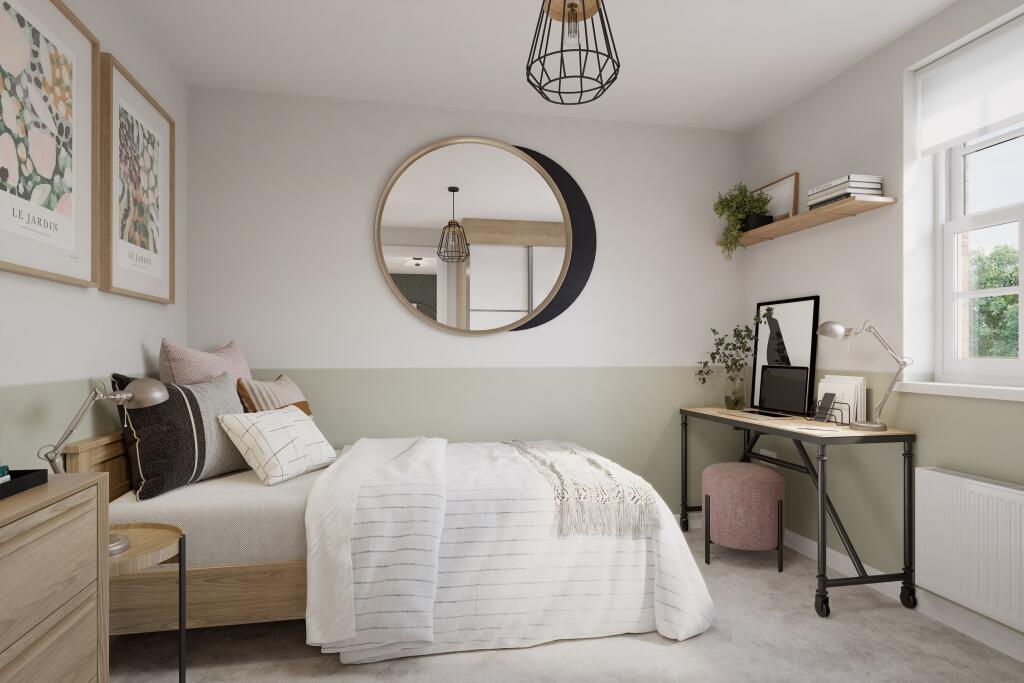 Internal CGI shot of the second bedroom in the belbroughton