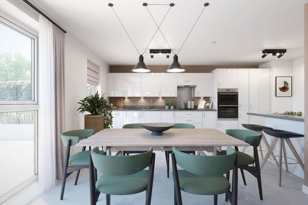 The large dining area is perfect for family dinners or entertaining