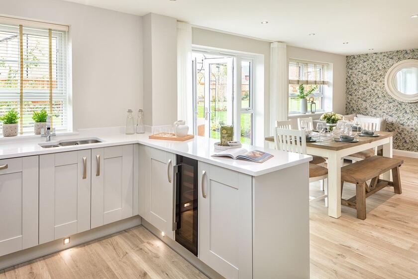 open plan kitchen and dining area, radleigh, 4 bed house type