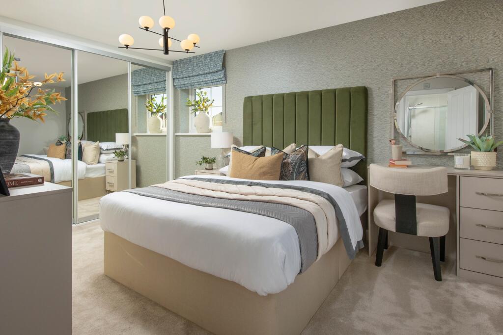 Internal image of the main bedroom in the Alderney 4 bedroom home