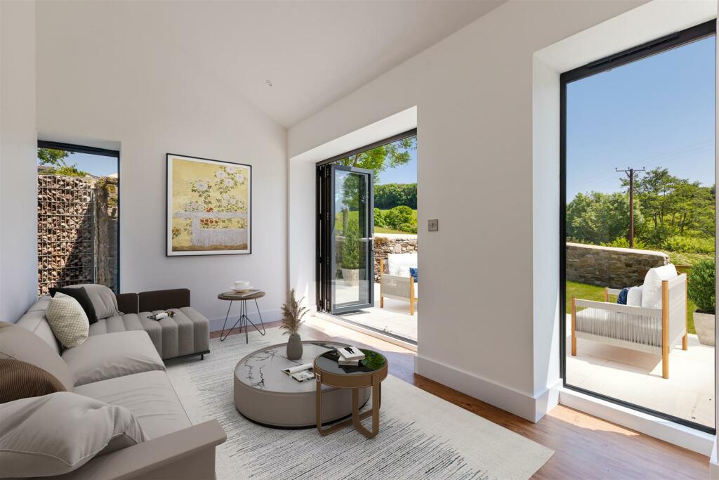 A35 - Barns @ - Living room and patio on the right