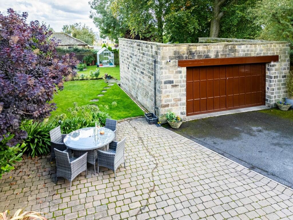 Rear patio and garage 