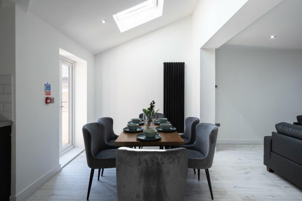 A modern and inviting living space featuring a ...