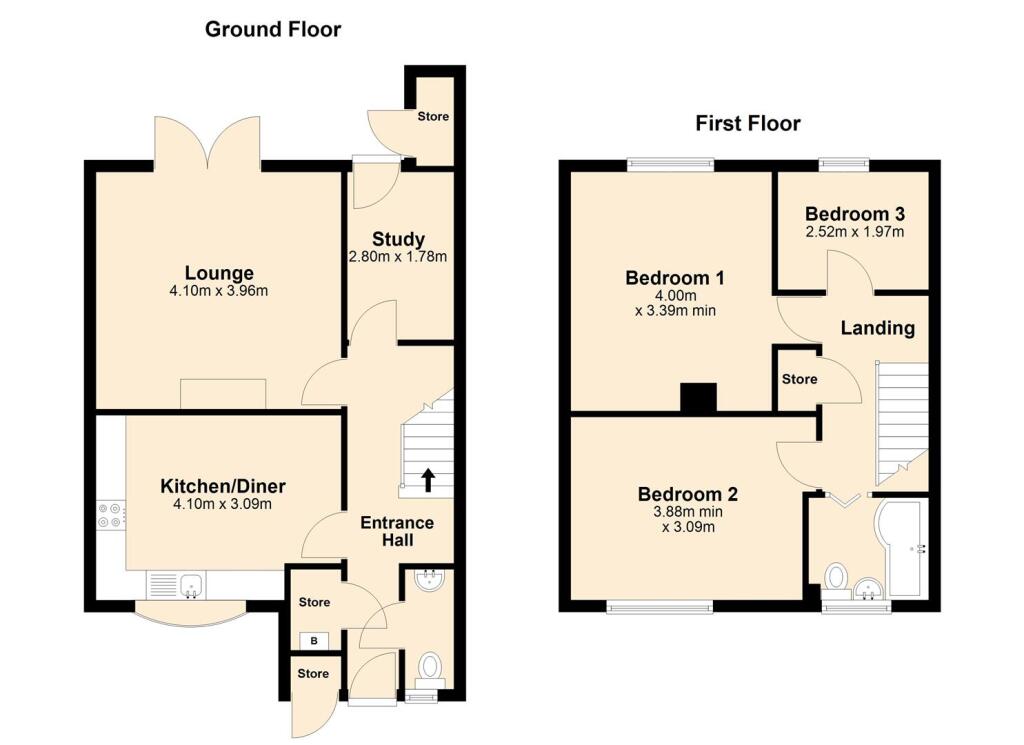 Floorplan 38 Lockwood Close, Thorne - all floors (