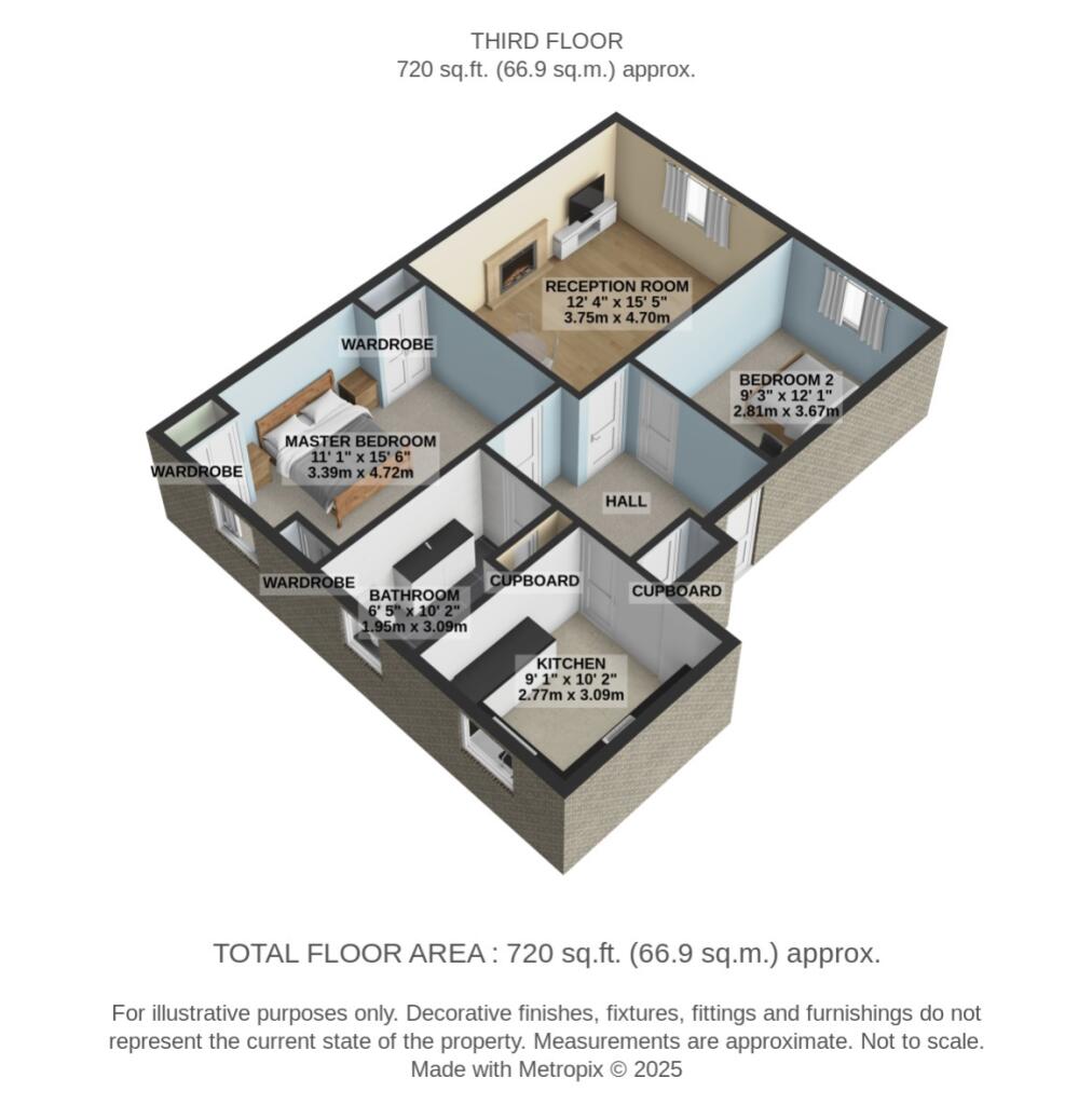 140 Norbiton Hall - Floor plan 3D